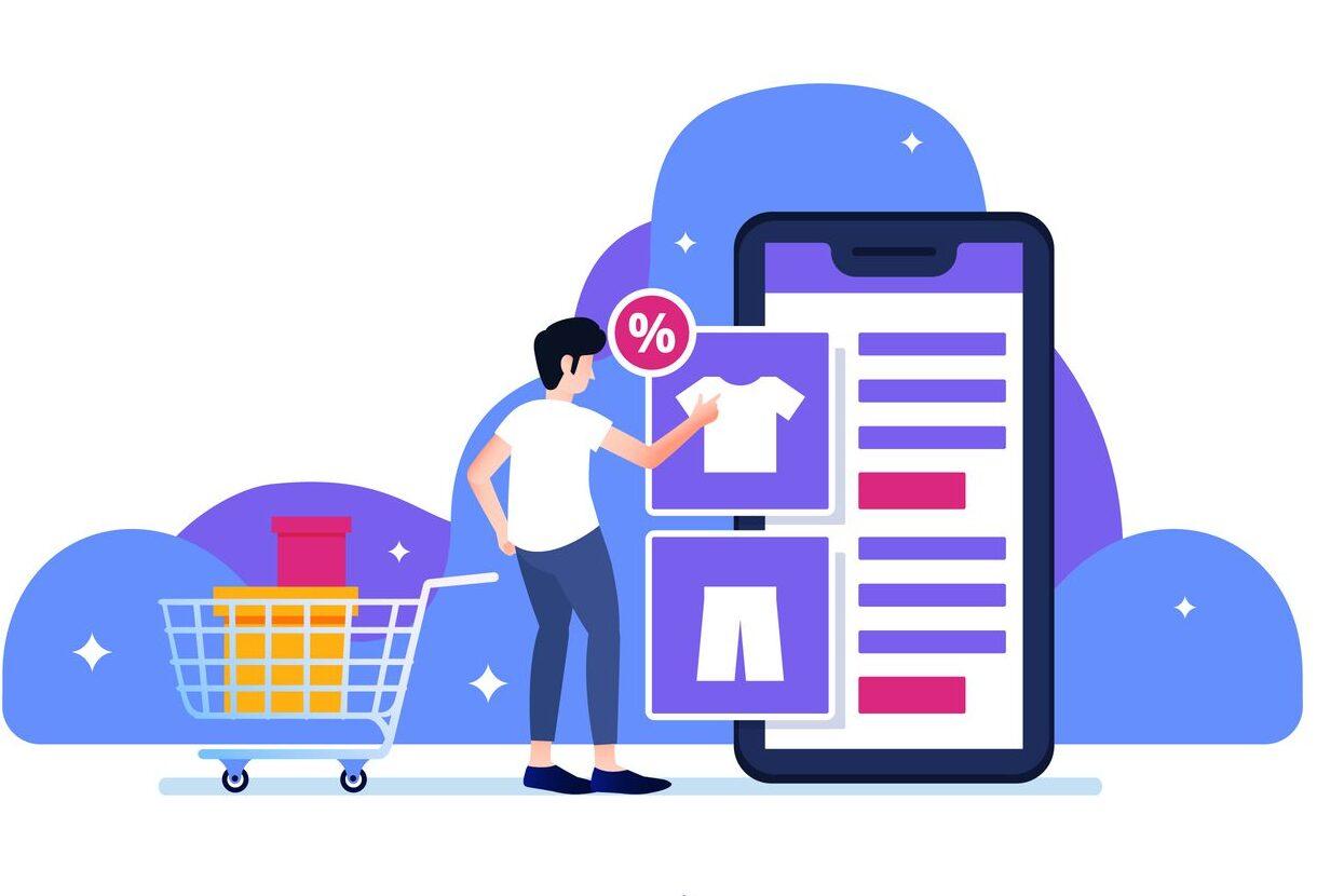 Top Website Development Trends to Watch in 2025 2 Graphic of someone buying clothes on a retail website online shopping on a mobile
