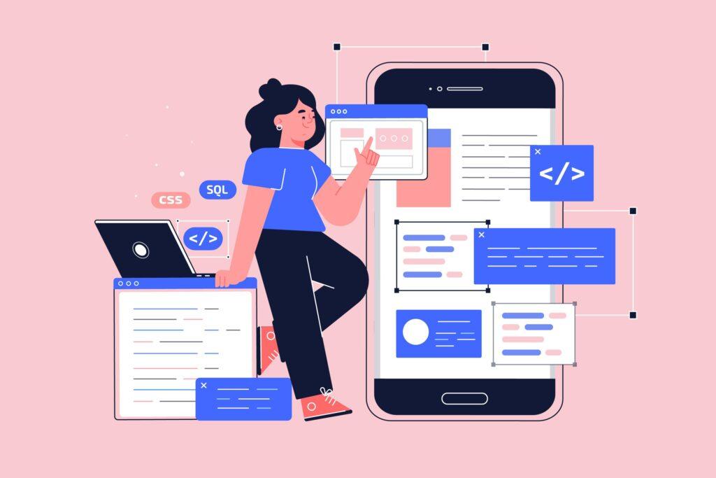 What is User Experience and Why Does it Matter for Your Website? 1 What is user experience? A graphic of a girl looking through a phone and a website.