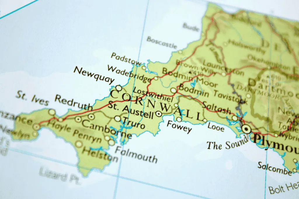 Top Benefits of Local SEO and How They Impact Your Business 2 A physical map showing towns in Cornwall