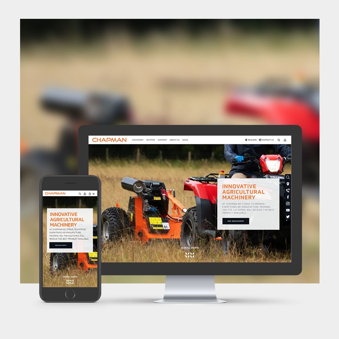 Farm Machinery Website Design example on mobile and computer.