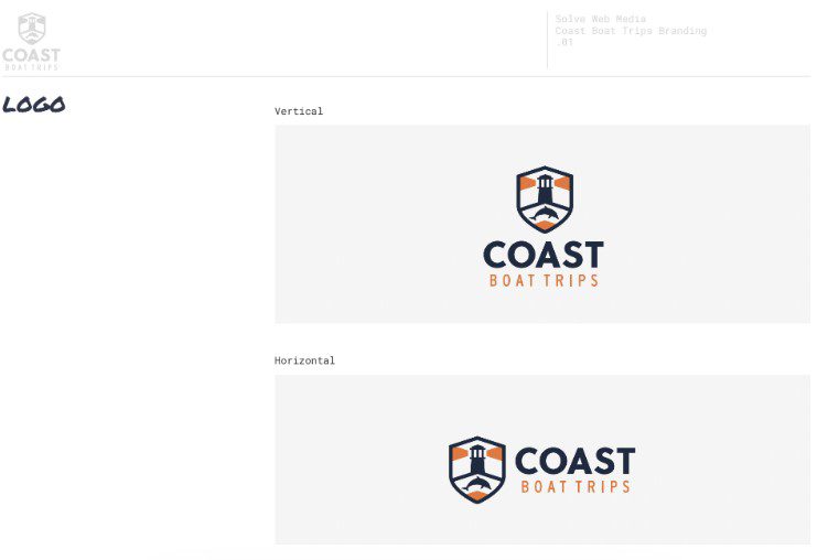 brand guidelines demonstrating logo to the side and on top of writing