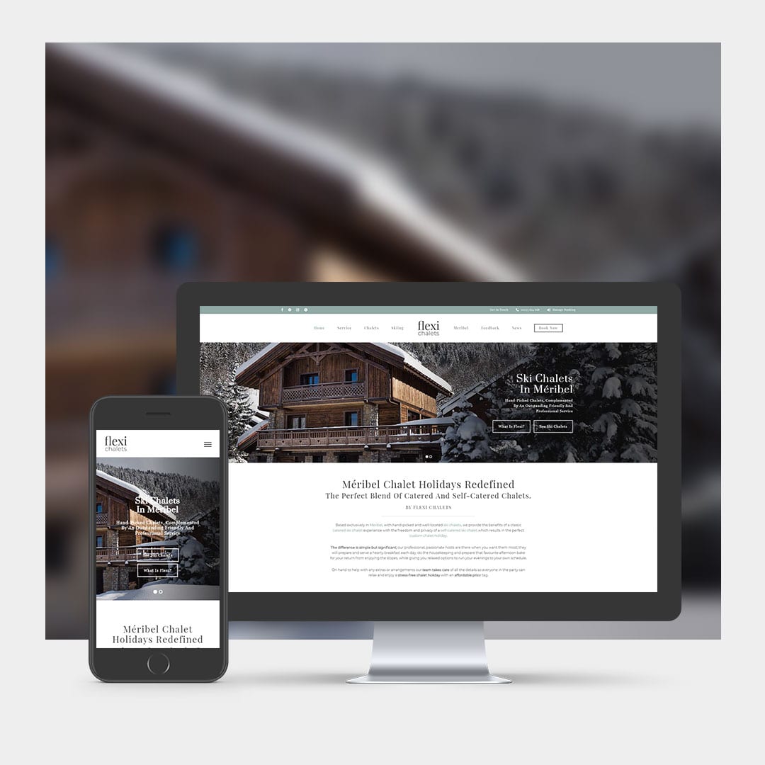 Ski Chalet Website Design example on mobile and computer.