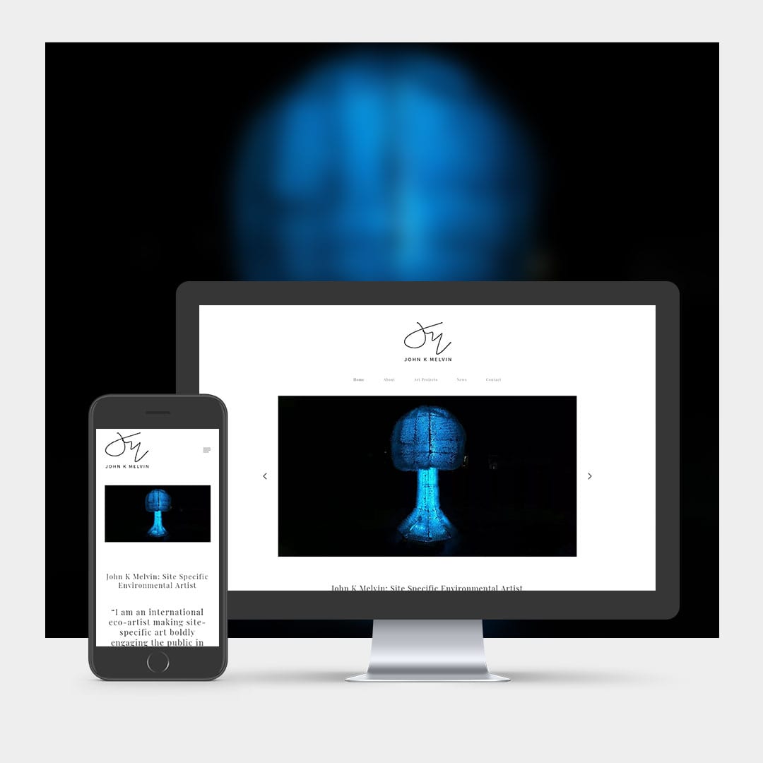 Artist Website Design example on mobile and computer - J K Melvin