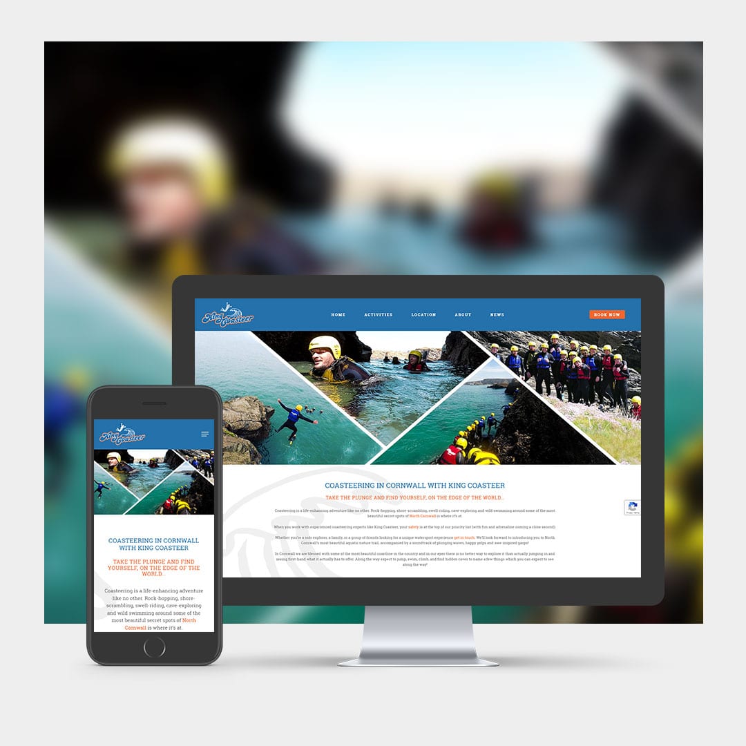 Coasteering Website Design example on mobile and computer.