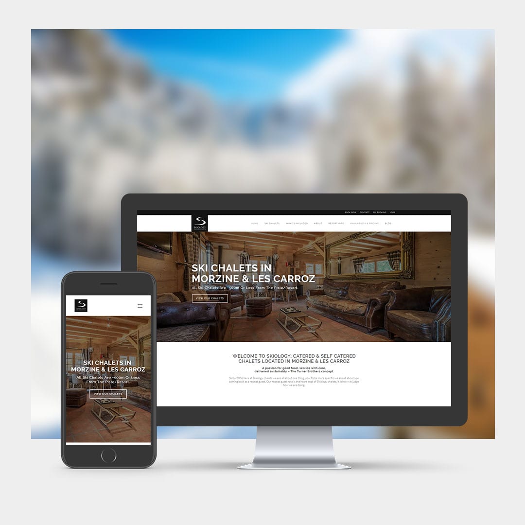 Ski Chalet Website Design example on mobile and computer - skiology