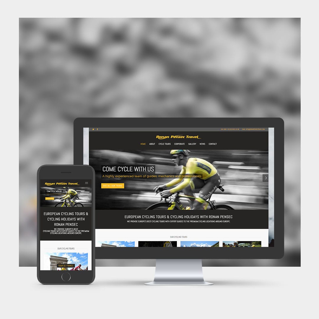 Cycle tour website design example on mobile and computer.