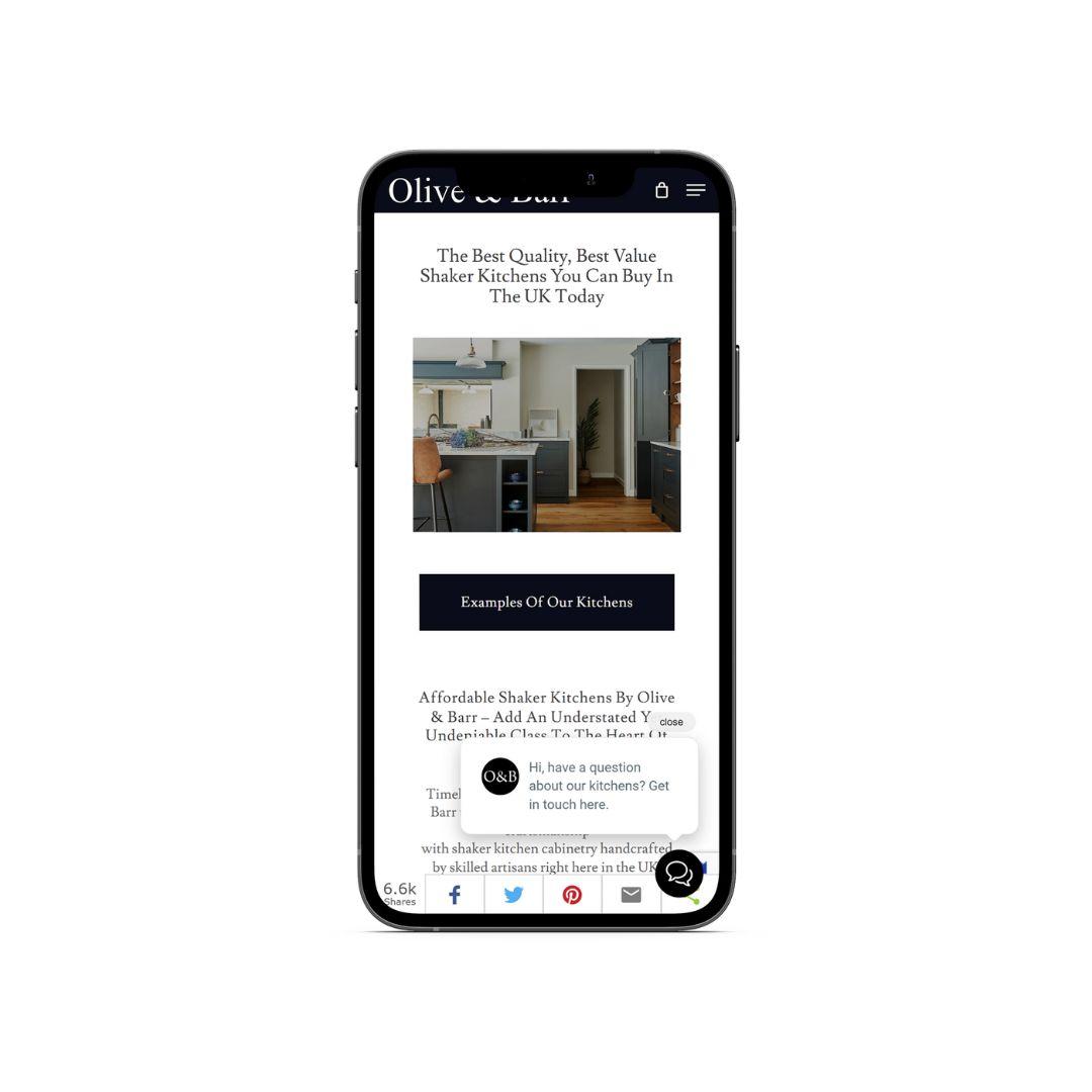 Olive & Barr website on mobile mock up