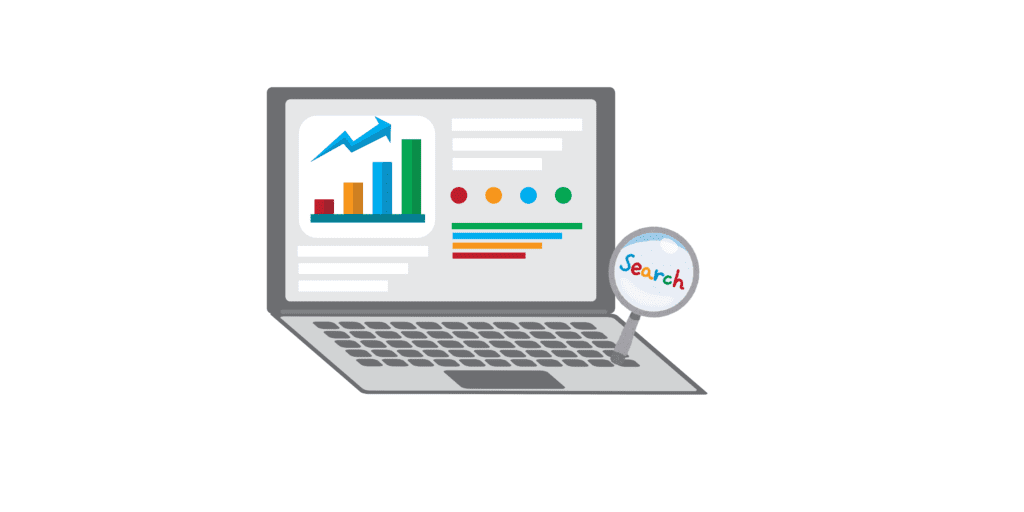 computer showcasing stats in relation to google search