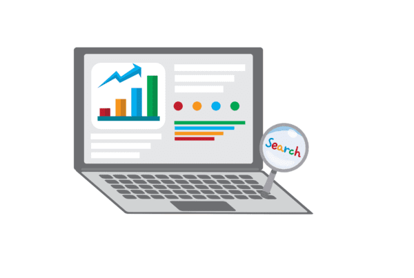 computer showcasing stats in relation to google search