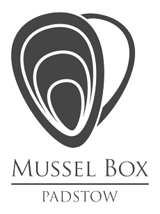 Mussel Box logo with a mussel graphic and dark grey 