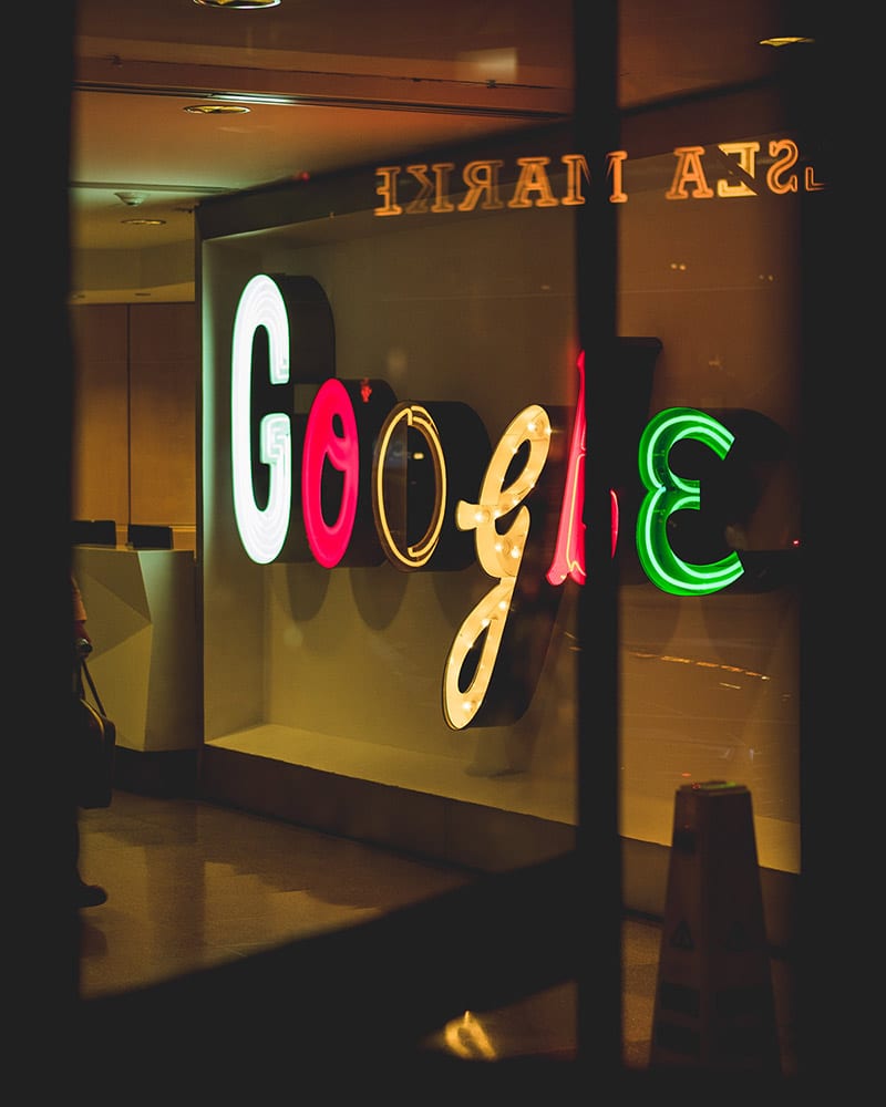 Illuminated Google sign