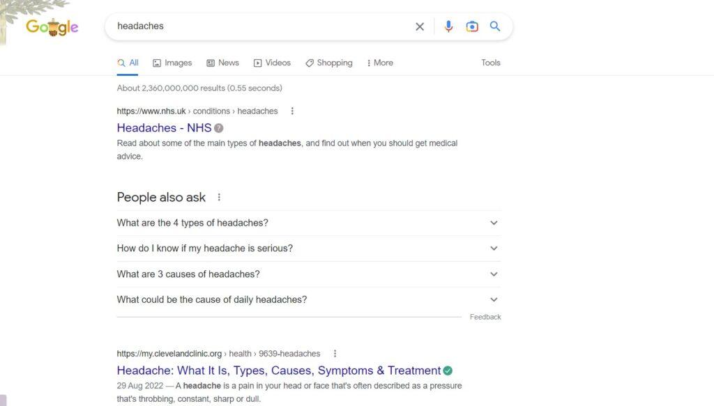 headache search results