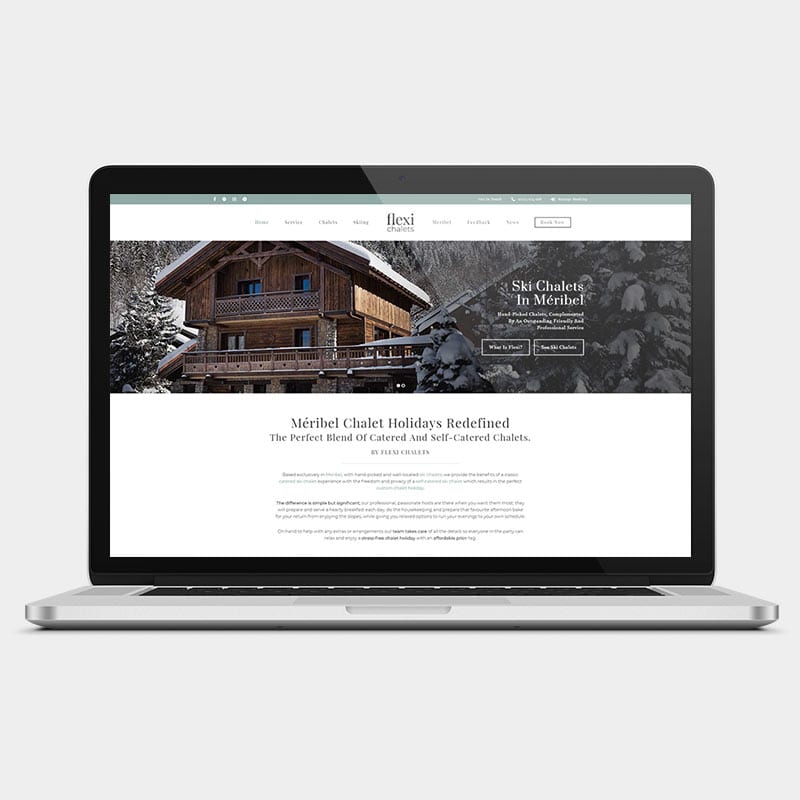 Flexi chalets website on a laptop