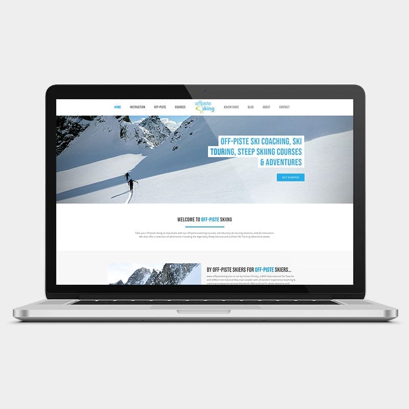 Offpiste Skiing website on a laptop