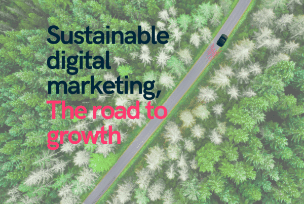 sustainable digital marketing, the road to growth text going across forest with a road in the middle
