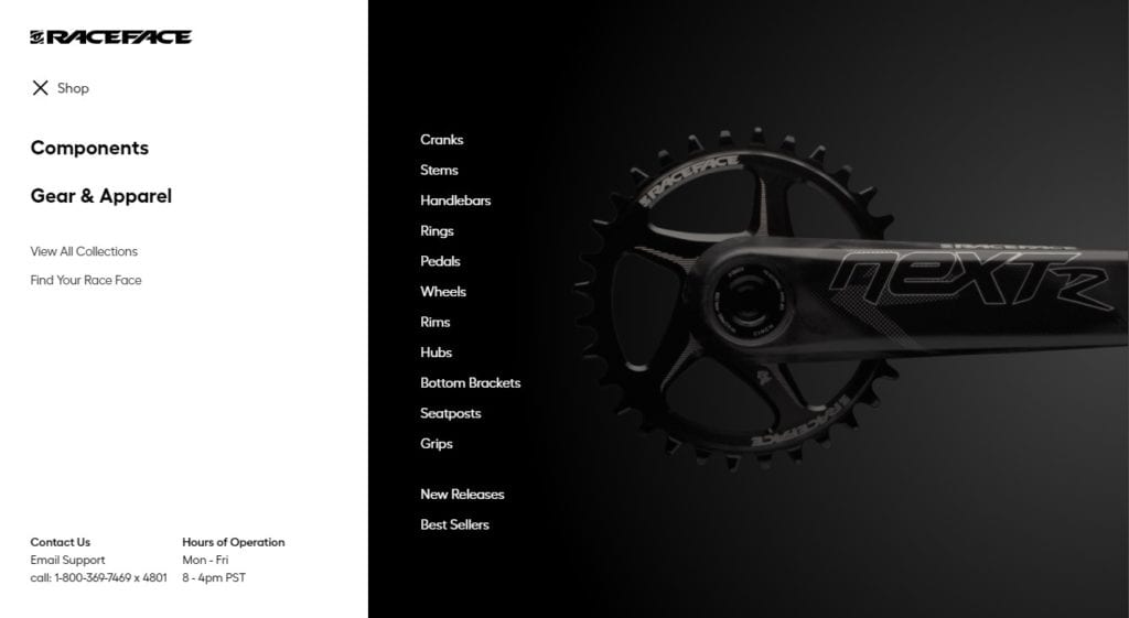 Raceface website screenshot